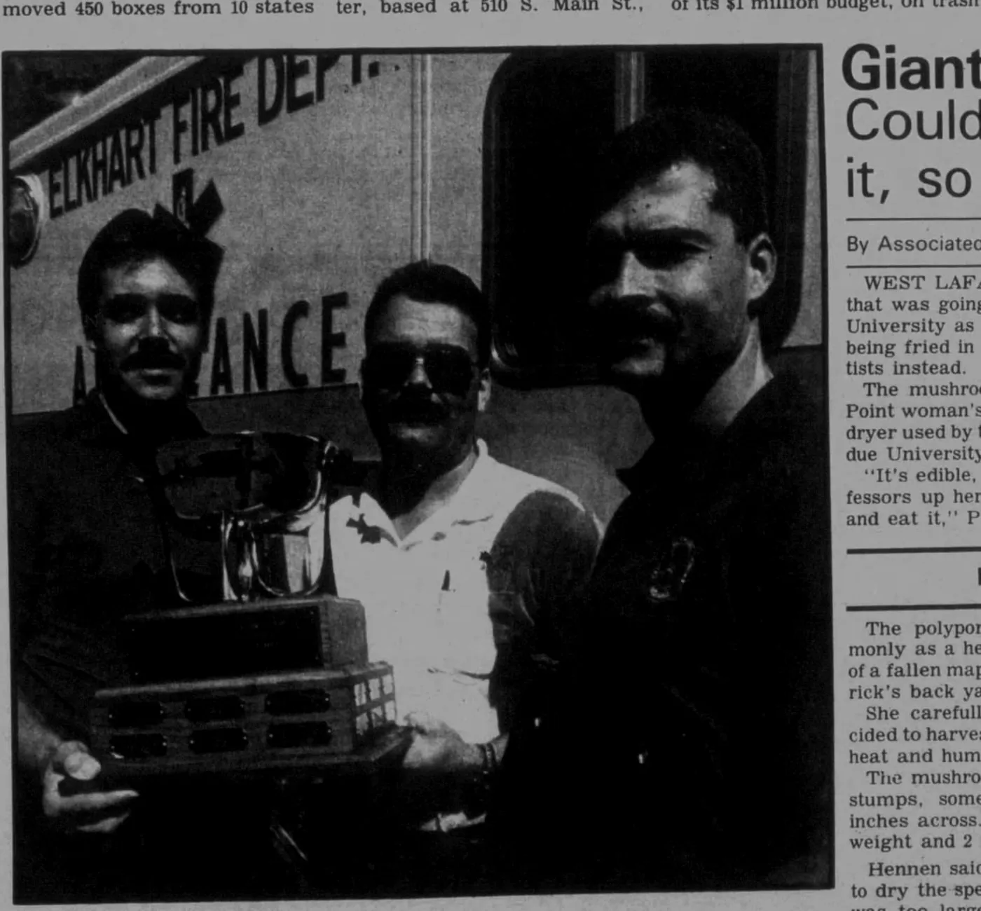 Top paramedics show their trophy, The Elkhart Truth, September 2, 1993, page 1